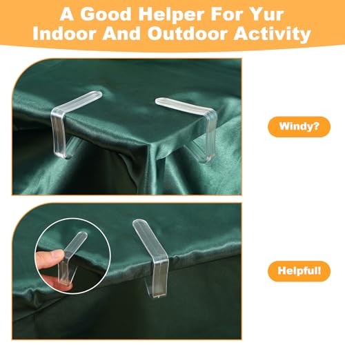 240 Pcs Clear Plastic Tablecloth Clips, Windproof Table Cover Clips Table