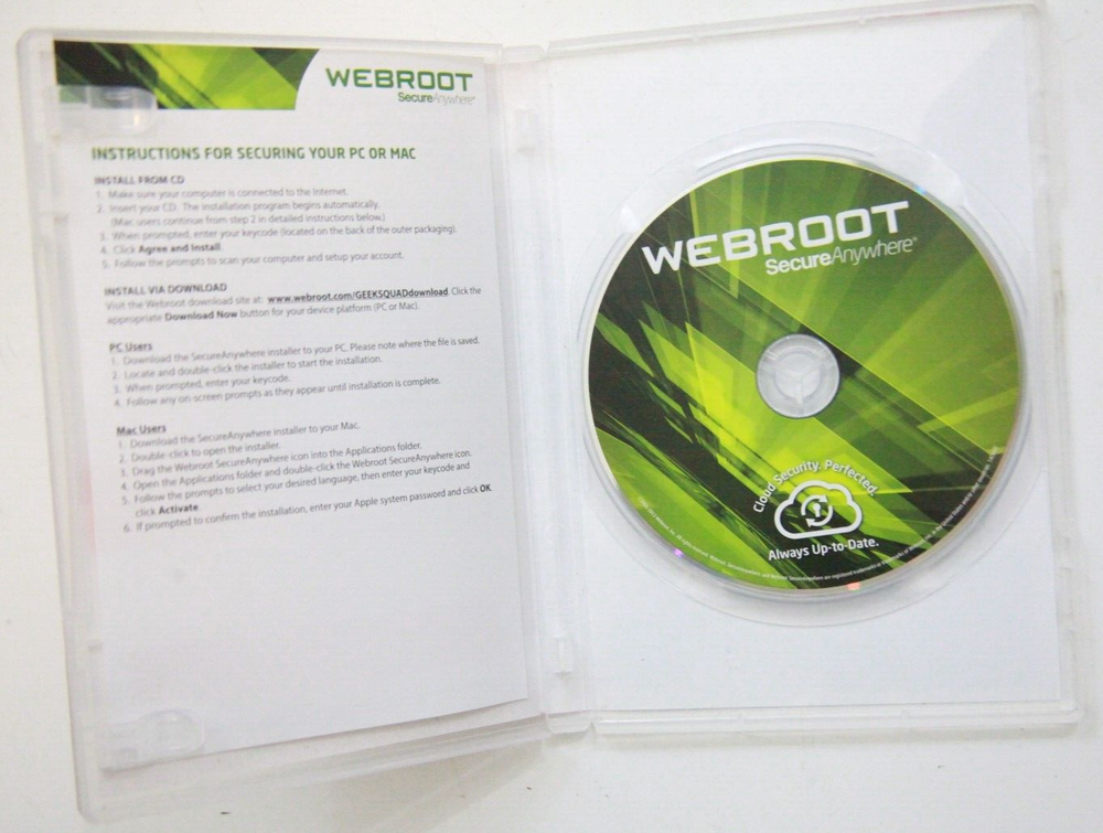 Webroot Secure Anywhere Anti Virus Software PC MAC Includes Install Keycode PP11
