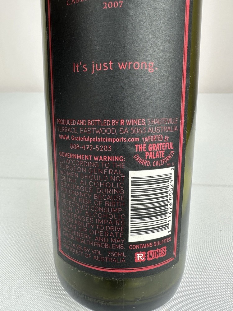 EVIL South Eastern Australia Cabernet Empty Green Bottle