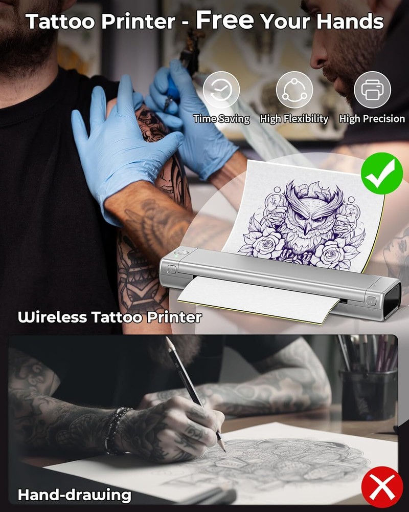 Phomemo M08F Wireless Tattoo Stencil Printer Portable Tattoo Transfer Machine ﻿
