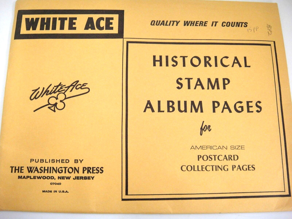 White Ace 15 Blank Pages for American Size Post Cards Postcard Collecting NOS