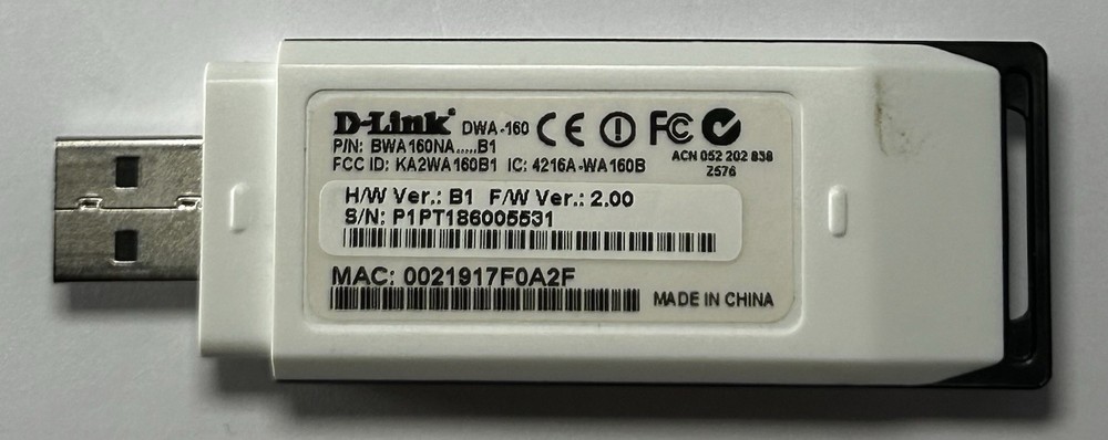 D-Link DWA-160 Wireless-N USB Adapter + USB Cradle