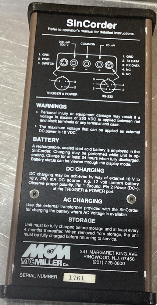 McMiller Panel, Sincorder Keypad Used Surplus