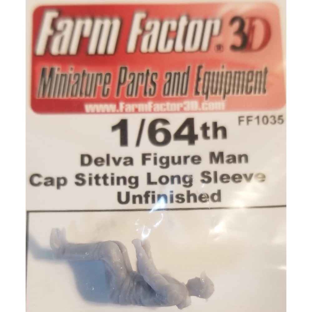 1/64 3D Printed Figure with Cap Long sleeves Sitting