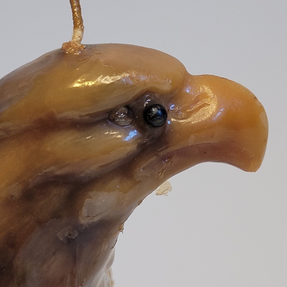 Vintage Solid Wax Bald Eagle Sculpted Candle 7" Tall Never Lit Nice See Descript