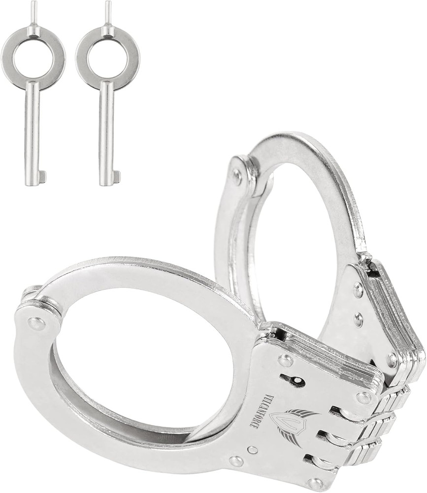 Professional Grade Steel Hinged Handcuffs – Double Locking Tactical Handcuff wit