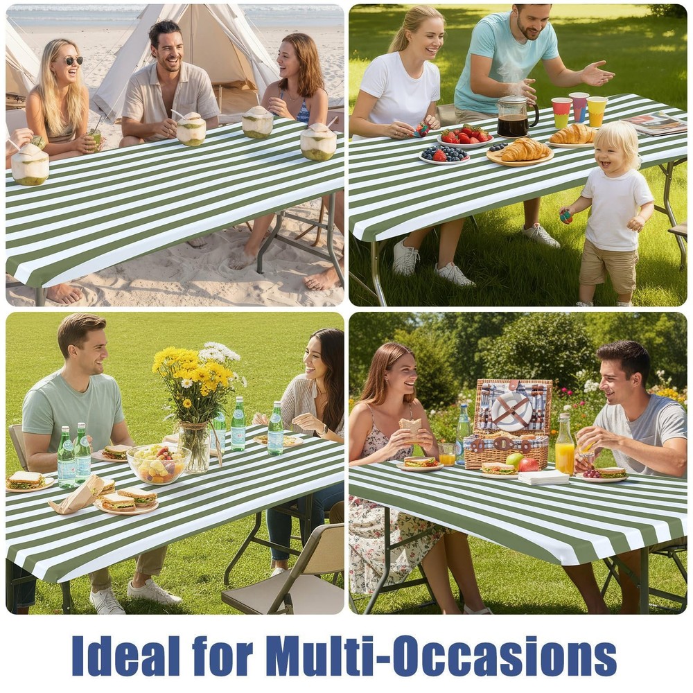 Rectangle Fitted Table Cloth, Waterproof Spandex Elastic Tablecloths, Fits fo...