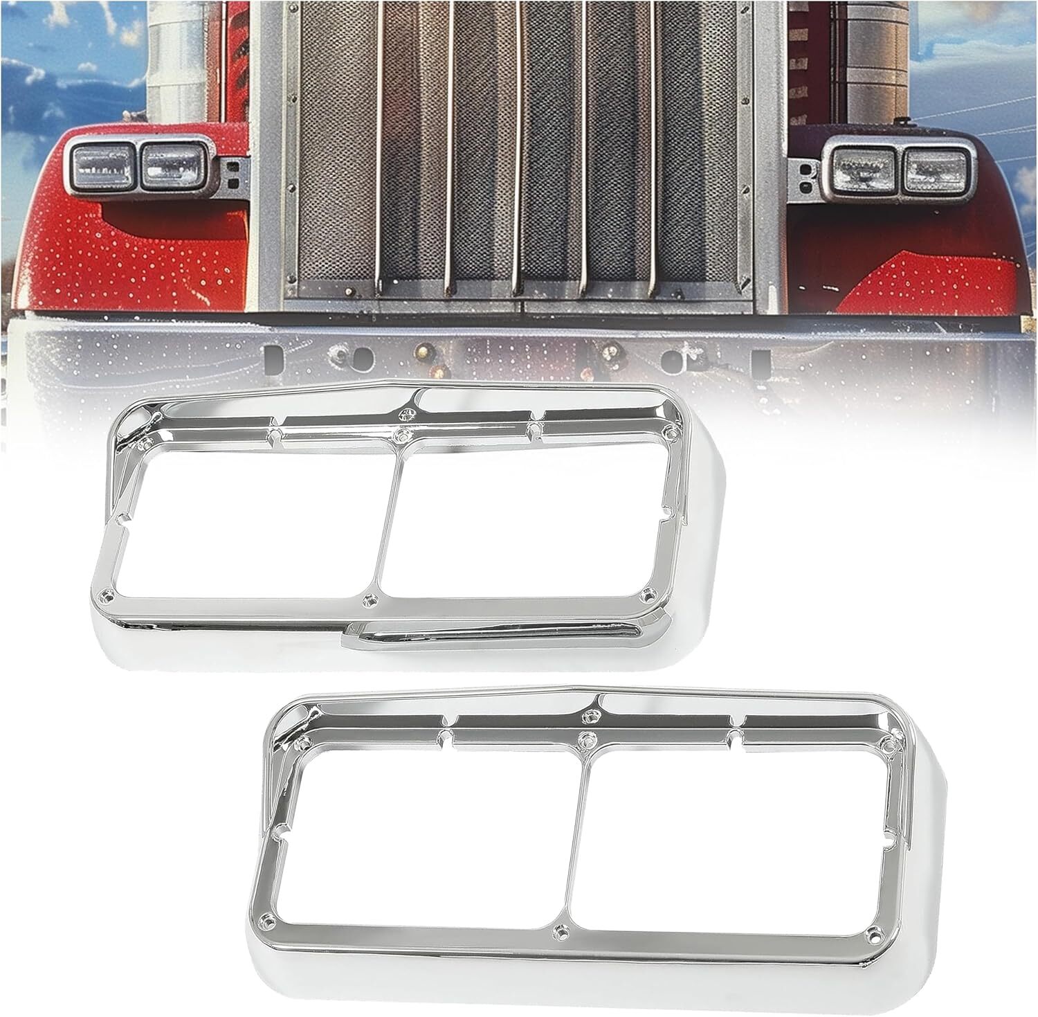 Fit For Kenworth T400 T600 T800 W900B W900L Chrome 4x6 Headlight Bezel Pair