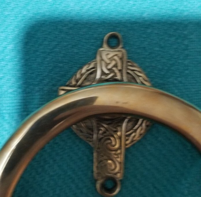 Solid Brass Large Irish Celtic Claddagh  Ring Door Knocker 6" x 4.5" Nice