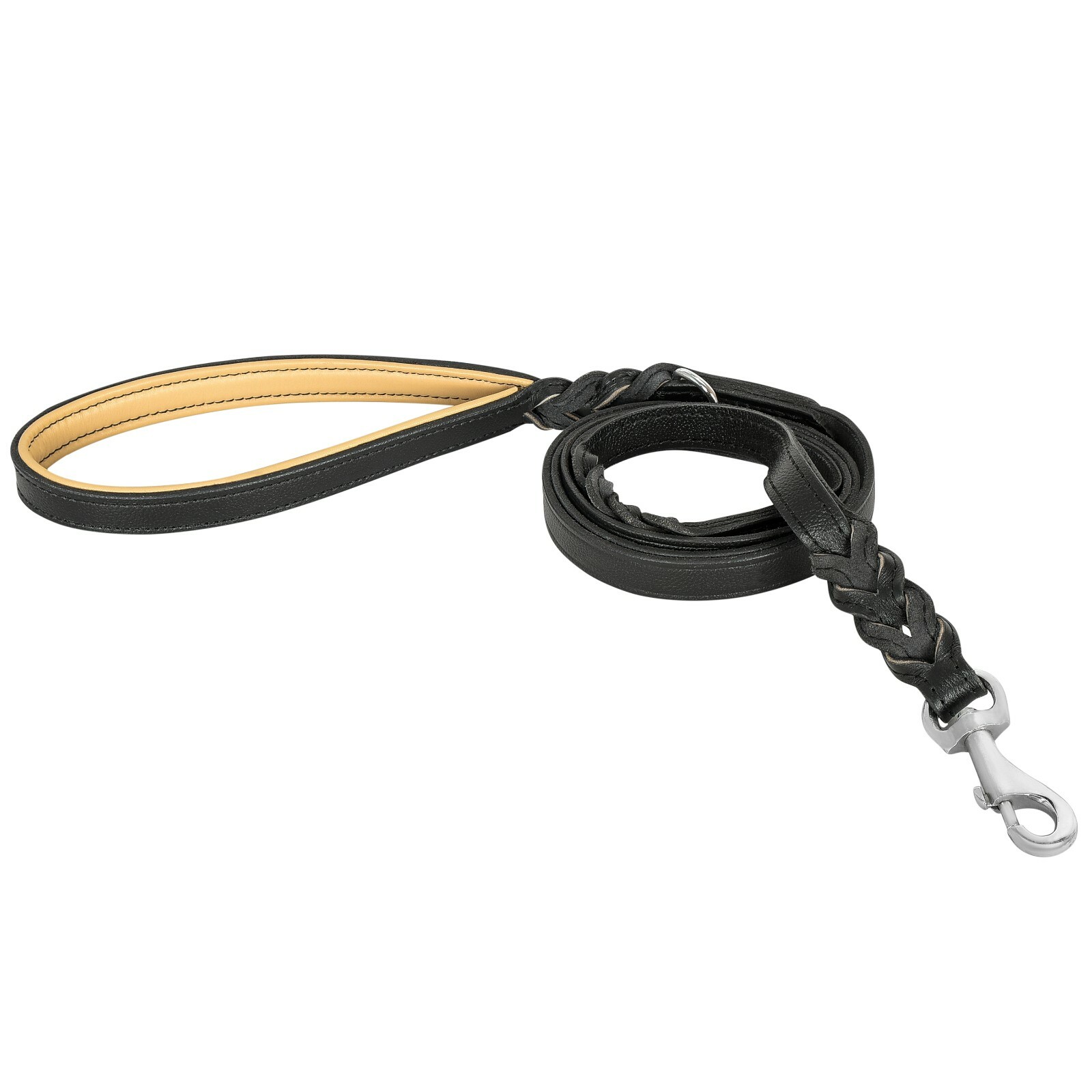 Riparo Braided Leather Dog Leash with Two Handles, 6 FT with Traffic Handle