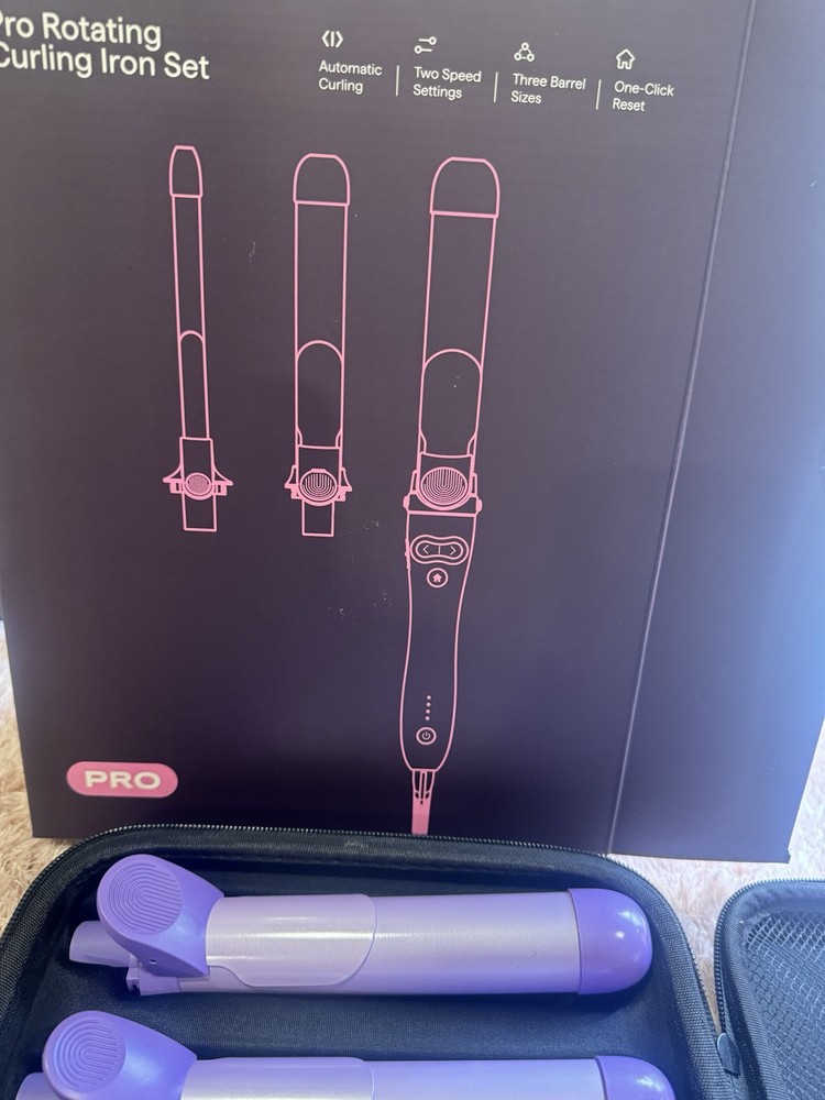 Automatic Curling Iron Set with 3 Interchangeable Barrels & Adjustable Settings