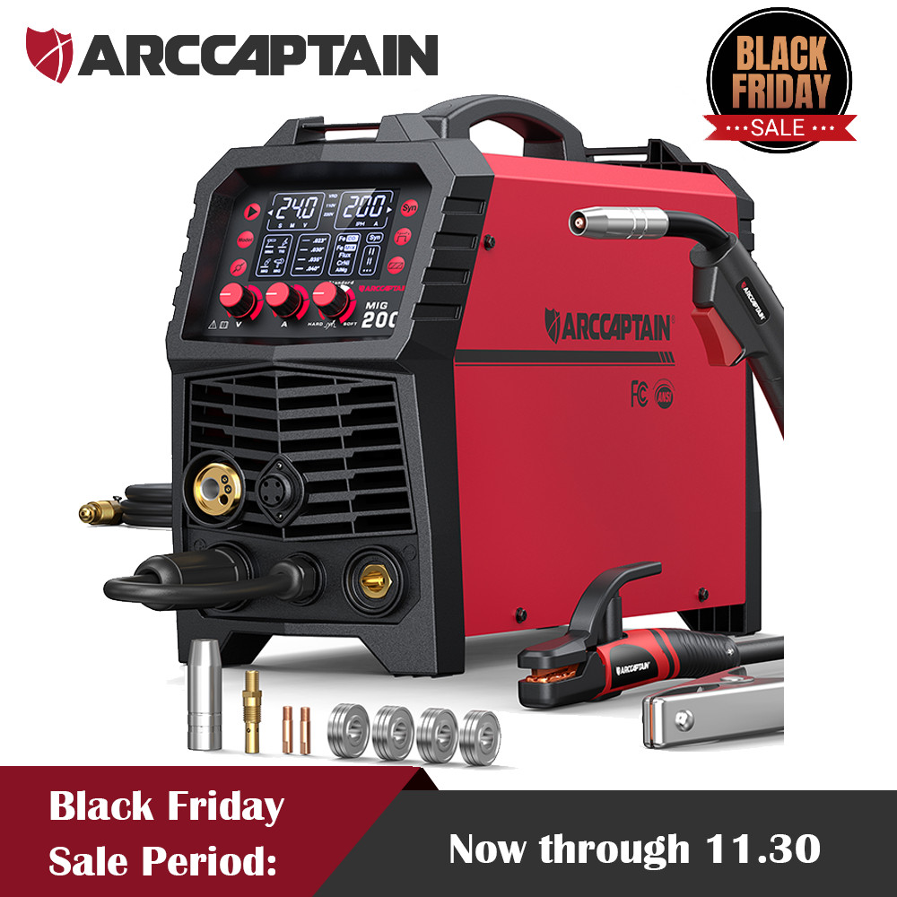 6IN1 MIG Welder 200A Multi Process w/Gasless Flux Core Stick Lift TIG 110V/220V