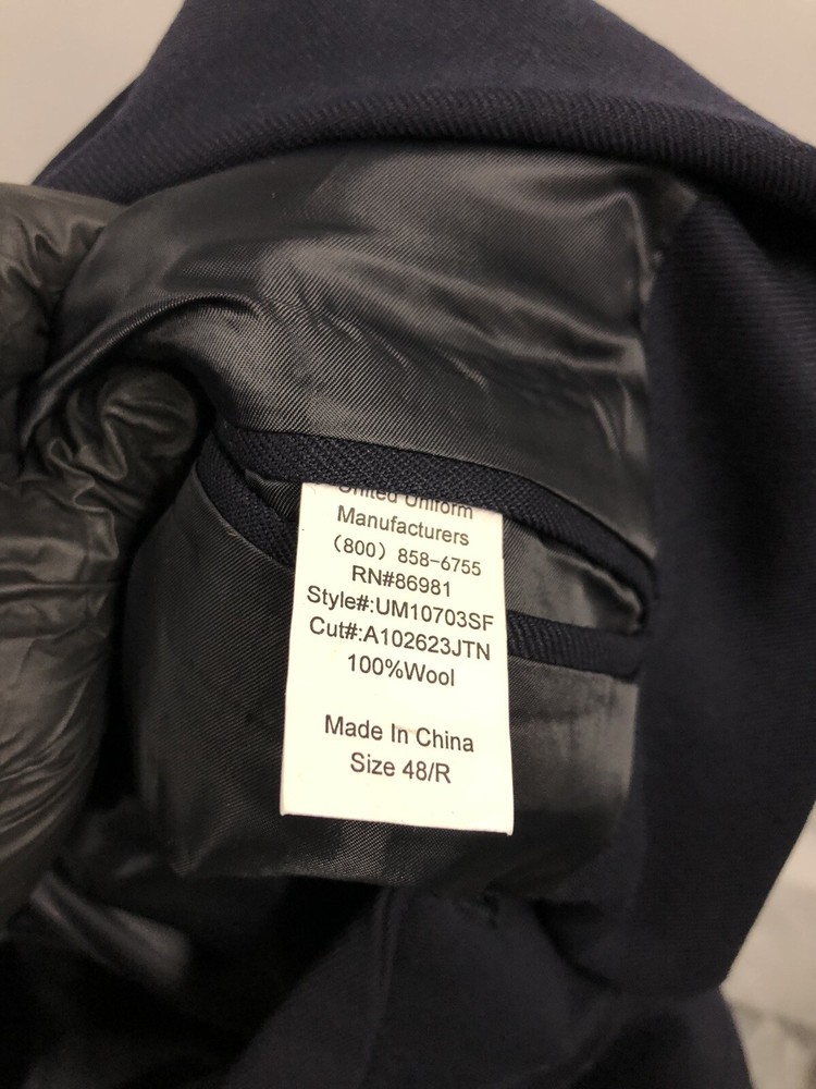 United Uniforms Double Breasted Class A Dress Coat FD Button Wool Jacket 48 R