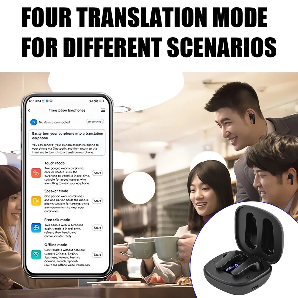 Translator Earbuds 144 Languages Real Time Online OffLine Bluetooth Translation