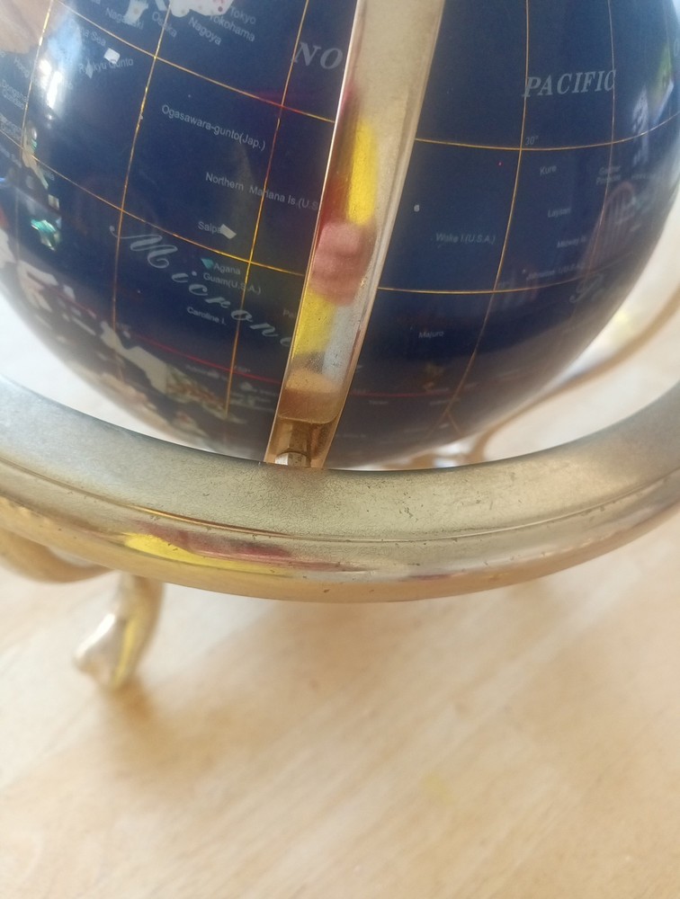 Tabletop World Globe Gemstone Stand, Compass Vintage