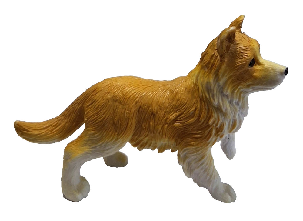 2008 Plastic Toy Sable & White Collie Dog (1938-P2)
