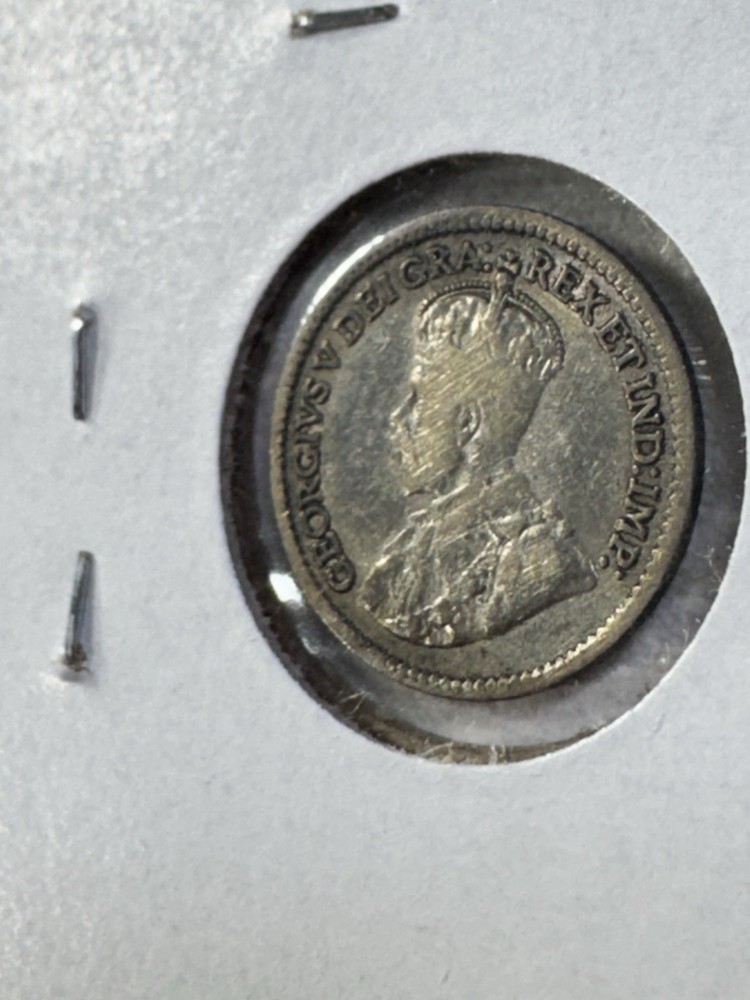 1919 Canada 5 Cents Silver Coin Cleaned
