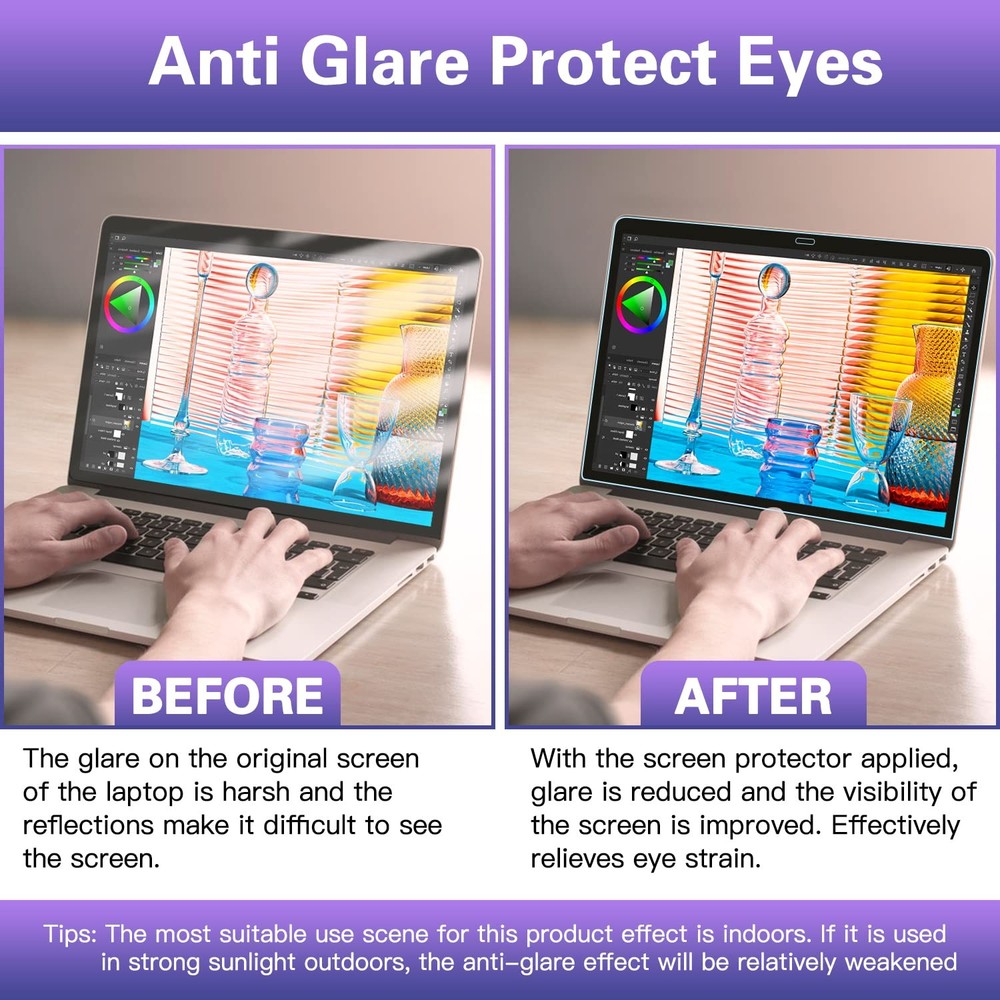 2-Pack Anti Blue Light Screen Protector Compatible with 2022 MacBook Pro 13" ...