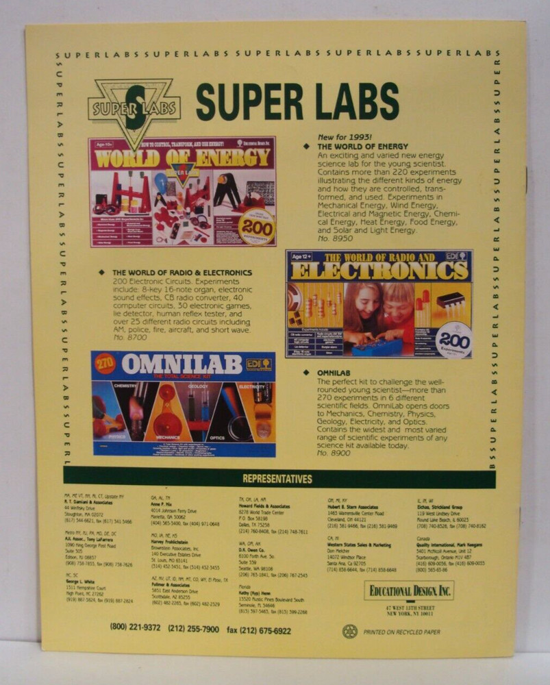 EDUCATIONAL DESIGN 1993 SCIENCE KITS & LABS CATALOG