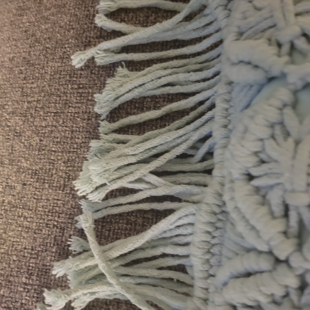 macrame Pillow Boho Throw Rectangle 11"×19" zipper Mint Green Granny Core Read
