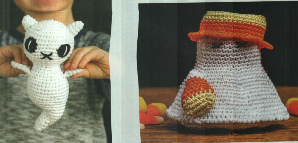 CANDY CORN GHOST & GHOST CAT HALLOWEEN CROCHET PATTERN INSTRUCTIONS