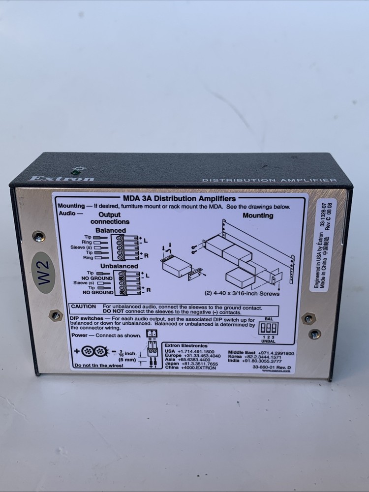 Extron MDA 3A Three Output Stereo Audio Distribution Amplifier