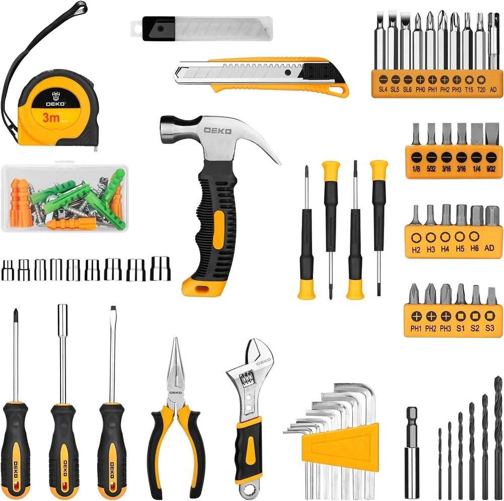 DEKOPRO Tool Set：Tool Kit with 8V Cordless Drill,Tool Box with Drill,Hand Drill