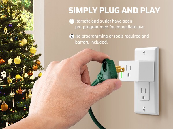 Wireless Remote Control Outlet 5 Outlets 2 Remotes 200FT Range for Lights Fan