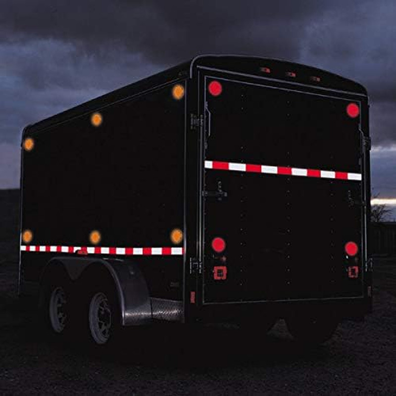 Amber/Red 2X3 Rectangle High Visibility Reflective Stick-On Prism Reflector DOT-