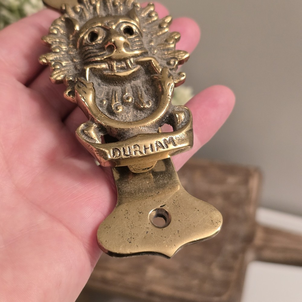 Brass Durham Cathedral Gothic Lion Head Door Knocker Gothic Hinged Medieval...