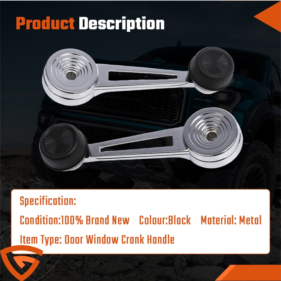 1 Pair Set Chrome Inside Interior Window Crank Handle NEW for Ford Pickup US*
