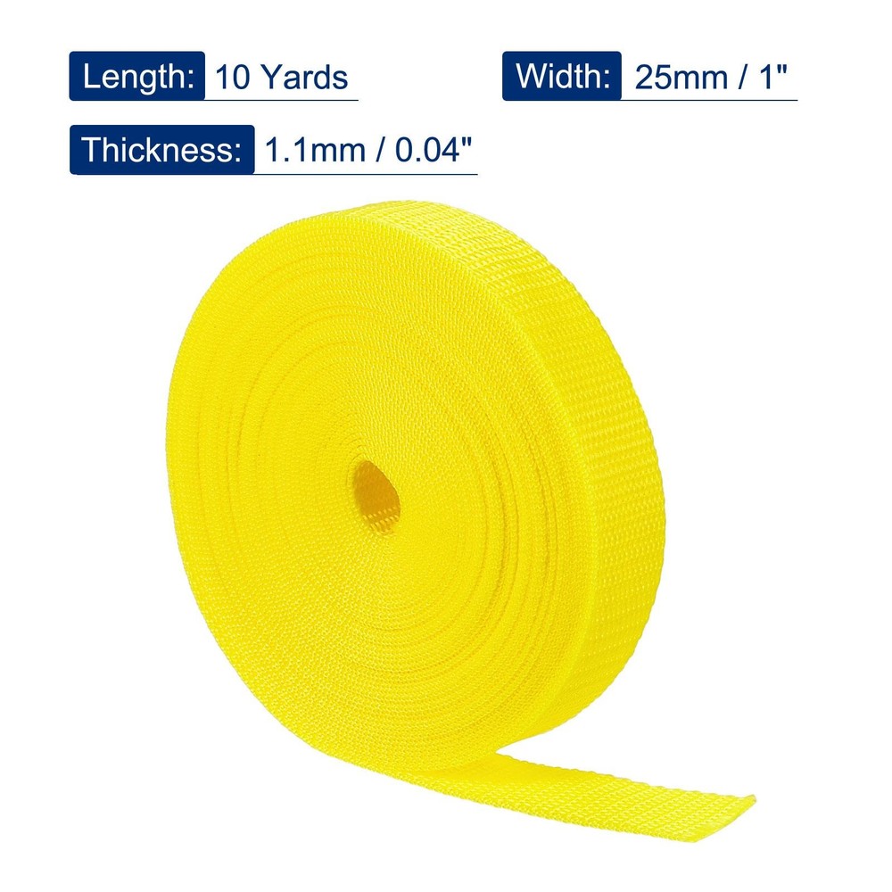 Lightweight Polypropylene Webbing Strap 1" 10 Yards Yellow Strapping
