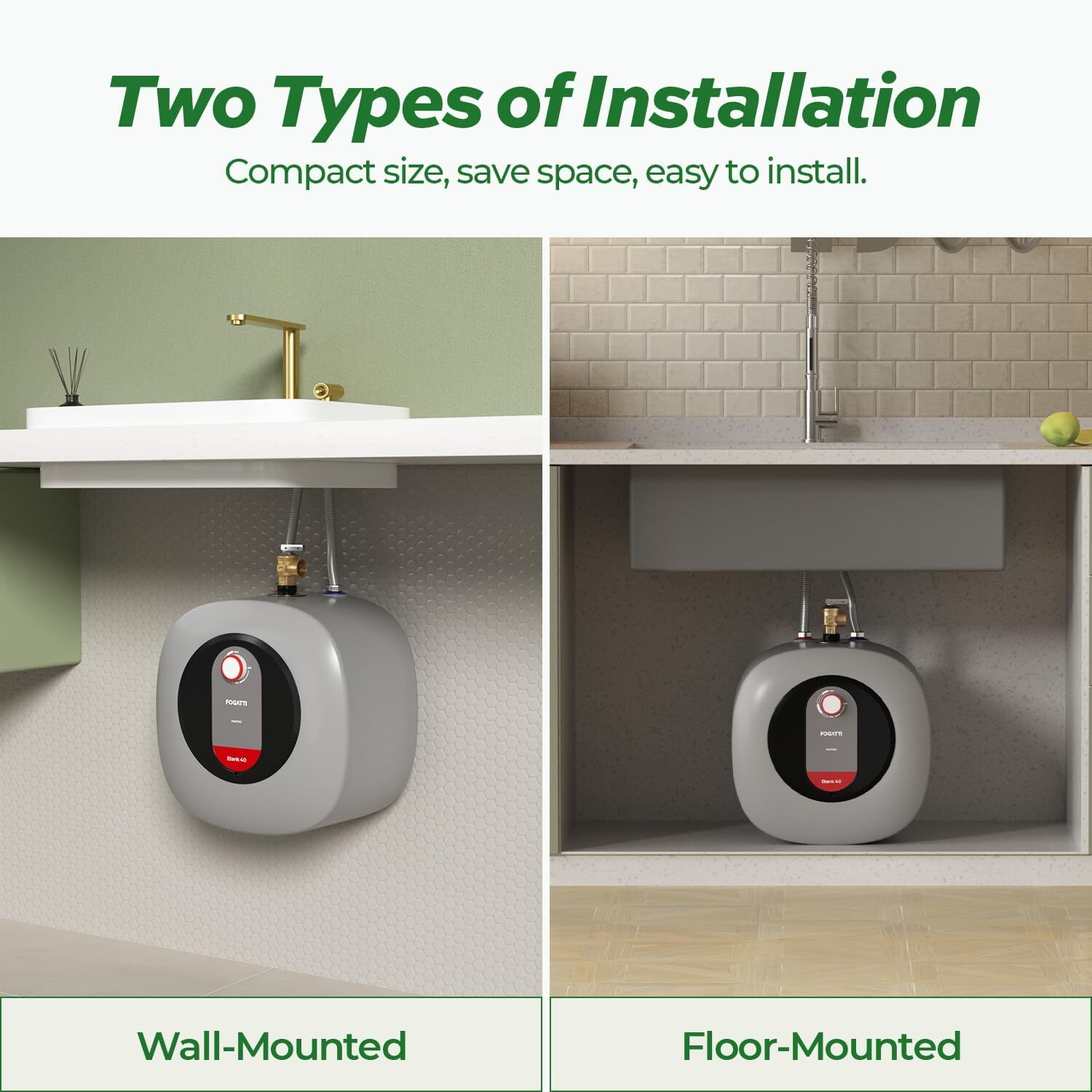 【90% NEW】1440W 8.0 Gallon Electric Mini Tank Water Heater Instant Hot Water