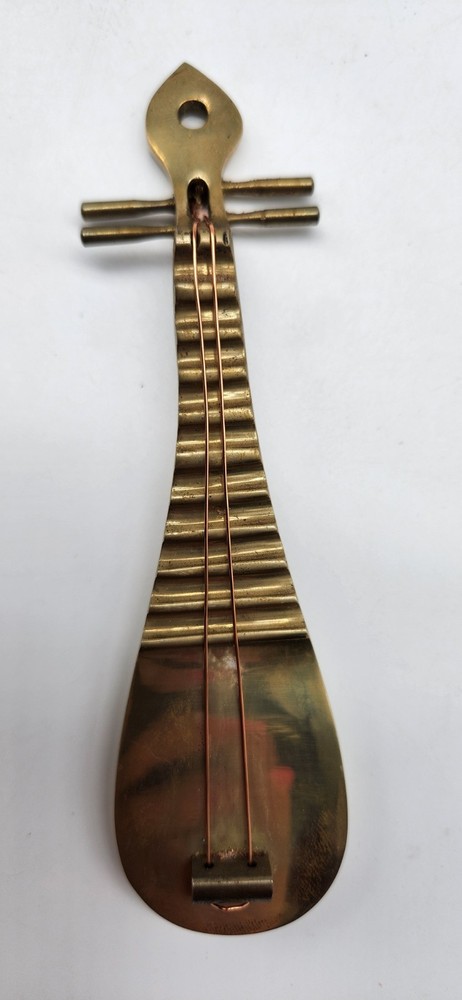 Vintage Solid Brass Lute Musical Instrument With 2 Strings. 5.5"