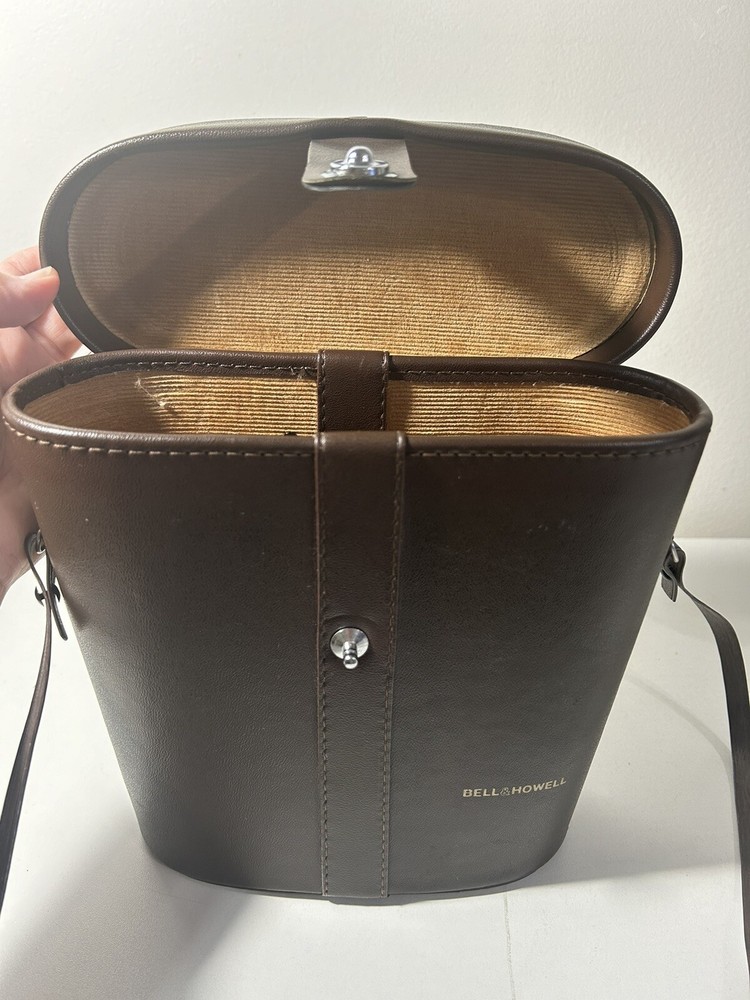 Bell & Howell Binocular Case Dark Brown Lidded with Strap *Empty
