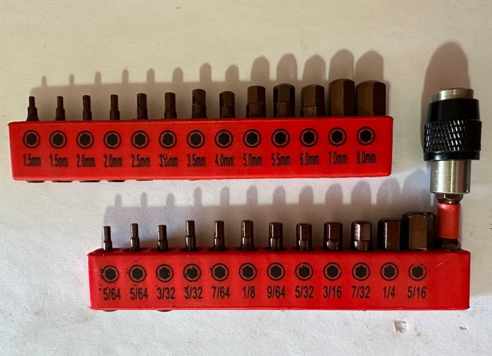 25 Pc Hex Bit Set, Allen Key Drill Bits, Quick Change, SAE Metric, Magnetic Tips