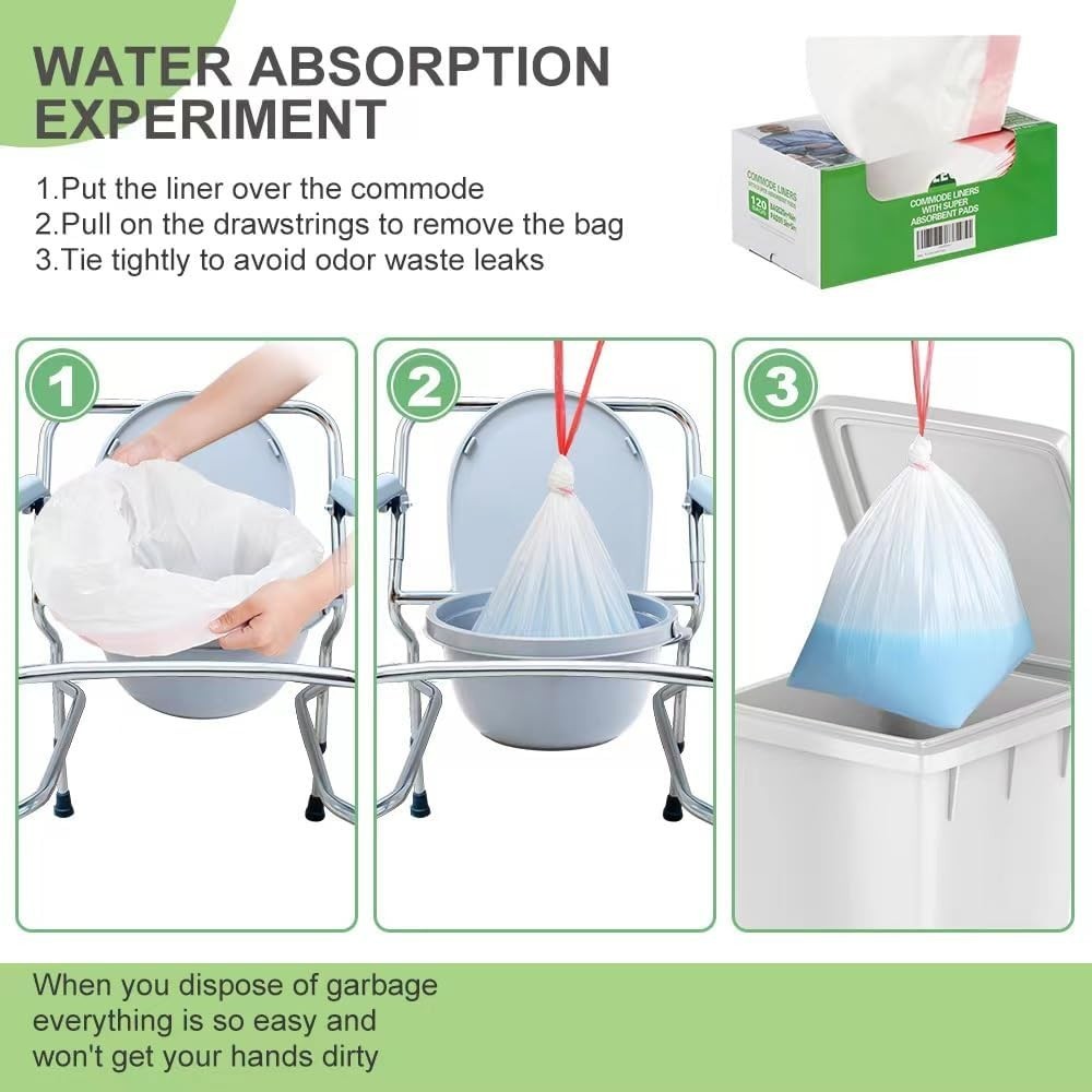 Commode Liners 120PCS Bedside Disposable-Portable Toilet White