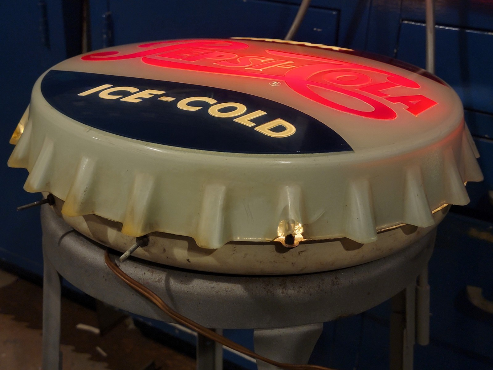 Lighted Sign Drink Pepsi Cola Ice Cold Cap Advertising Store Display Working