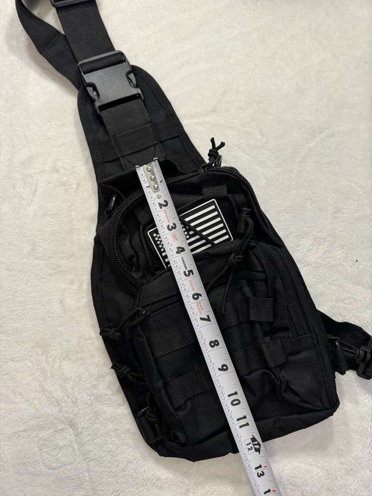 Tactical Black Cross Body Bag with Molle Panel Adjustable Shoulder Strap