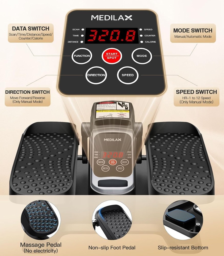 Portable Under Desk Elliptical Machine - Electric Exerciser with Remote Control
