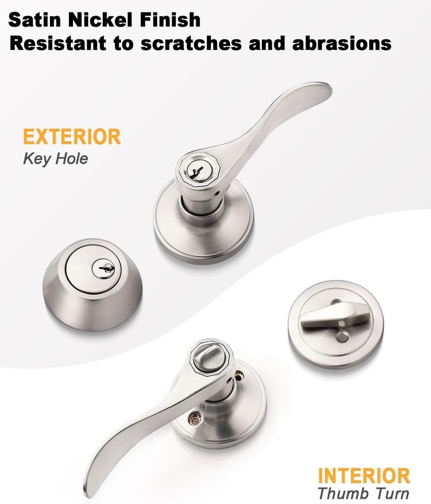 Keyed-Alike Entry Handle and Deadbolt Lockset Bundle, 4 Pack