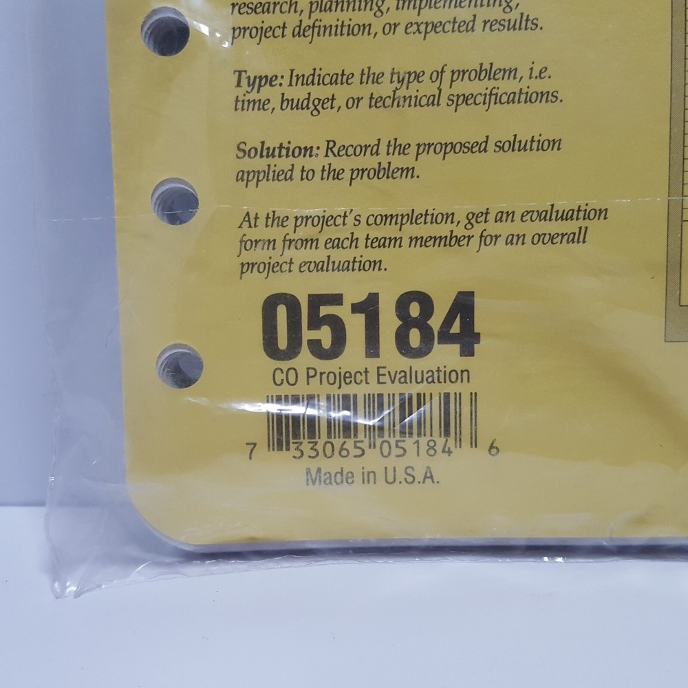 3.75" x 6.75" Franklin Quest Compact Post Project Evaluation Review Refill Set