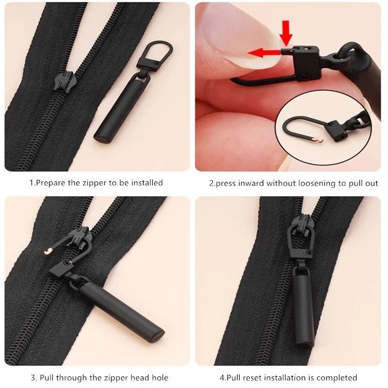 4 PCS Detachable Zipper Pull Replacement Zippers Pull Tabs Zipper Sliders Repair