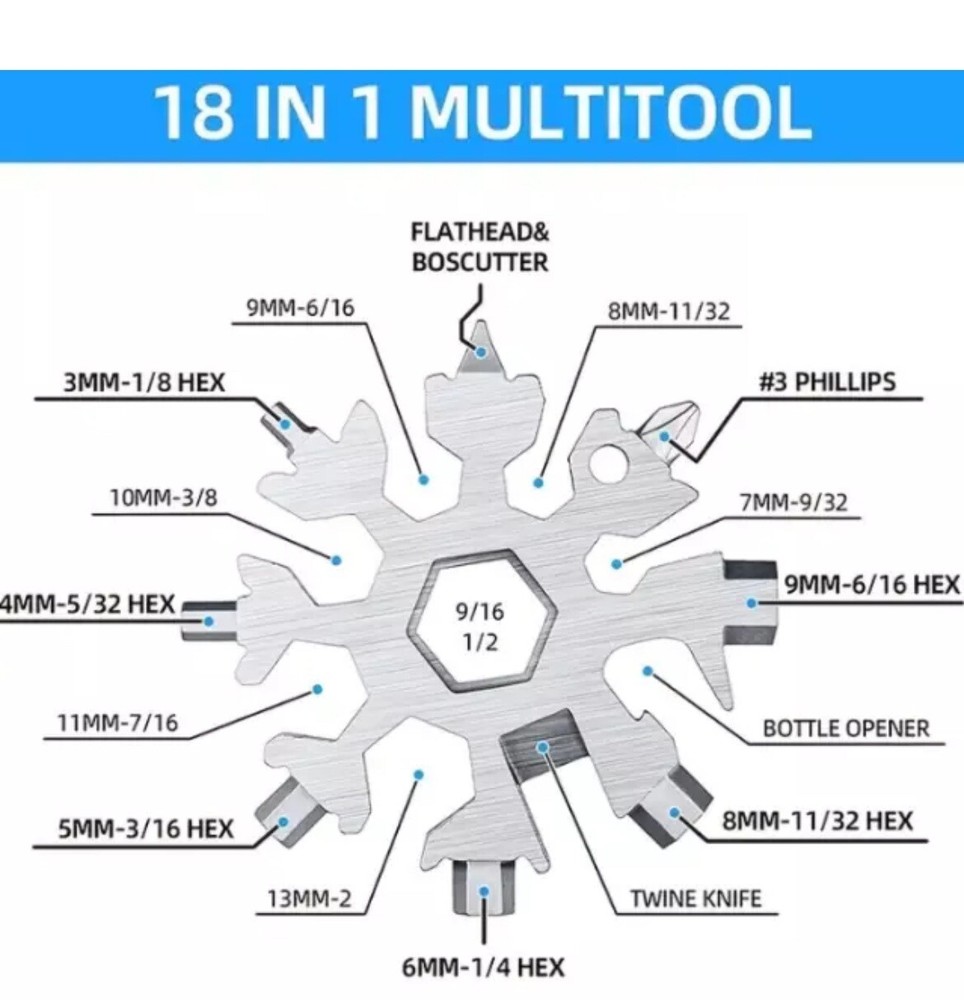 18 In 1 Snowflake Multitool Stainless Steel
