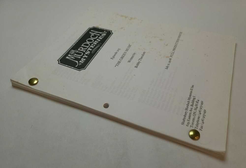 MURDOCH MYSTERIES / Bobby Theodore 2008 TV Script, Yannick Bisson "Green Muse"