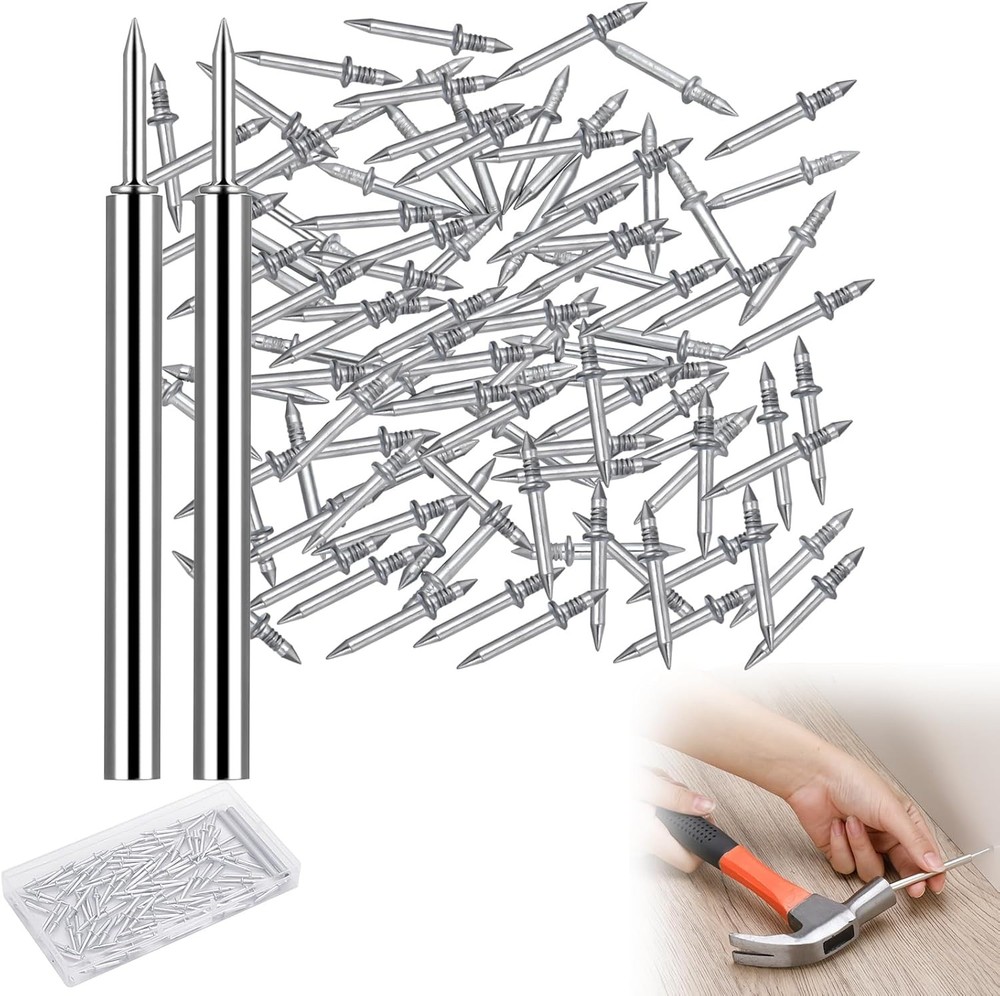 200Pcs Double-Head Skirting Thread Seamless Nail, Line Without...