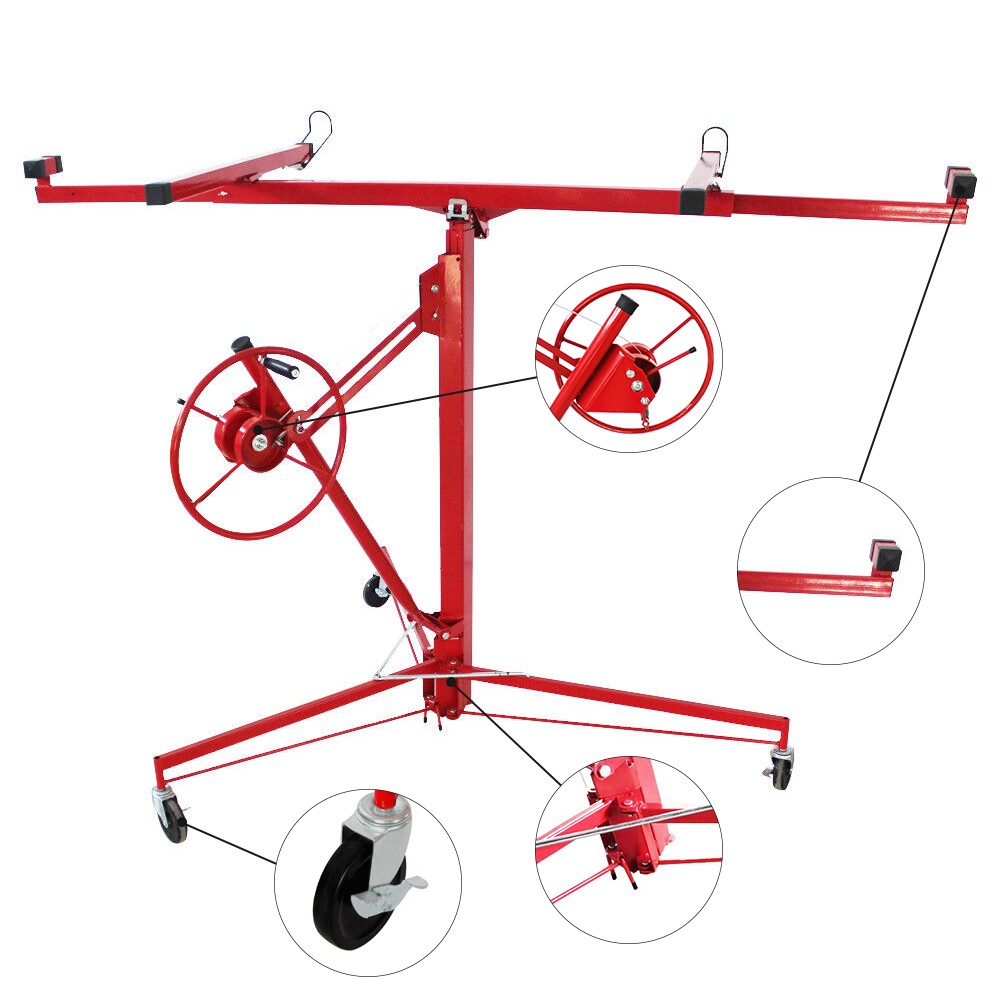 Drywall Rolling Lifter Panel Hoist Jack 11FT Plasterboard Jack Carrier 150lbs