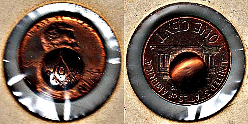 Masonic Counterstamp: Masonic Emblem On A 1964 Lincoln Cent