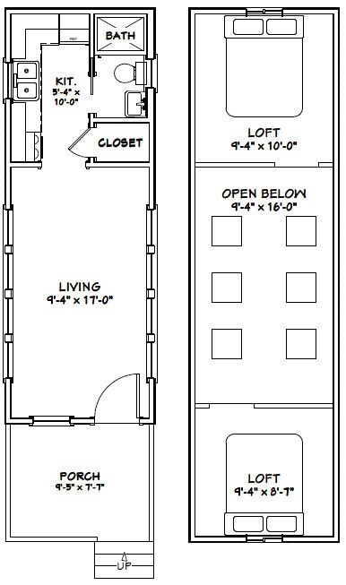 10x28 Tiny House -- 476 sq ft -- PDF Floor Plan -- Model 4L