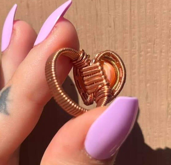 Fire Opal Ring In Copper - Handmade In USA